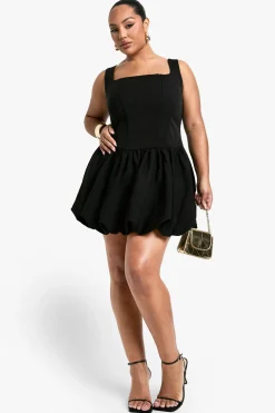 Robe Skater Plissée à Encolure Carrée Plus