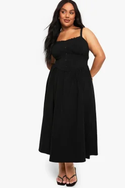 Robe skateur midaxi Plus en bengaline ornée d'une bordure en dentelle
