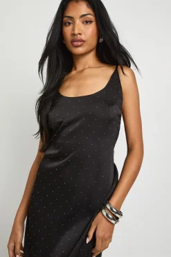boohoo Robe slip midaxi en satin Diamante<Femme Satin Et Dentelle|Robes
