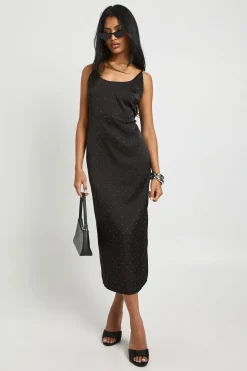 boohoo Robe slip midaxi en satin Diamante<Femme Satin Et Dentelle|Robes