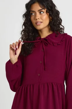 Robe Smock à Col Volant Martelé