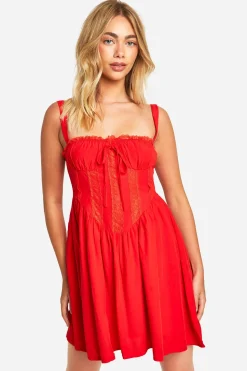 Robe smock à corset en dentelle