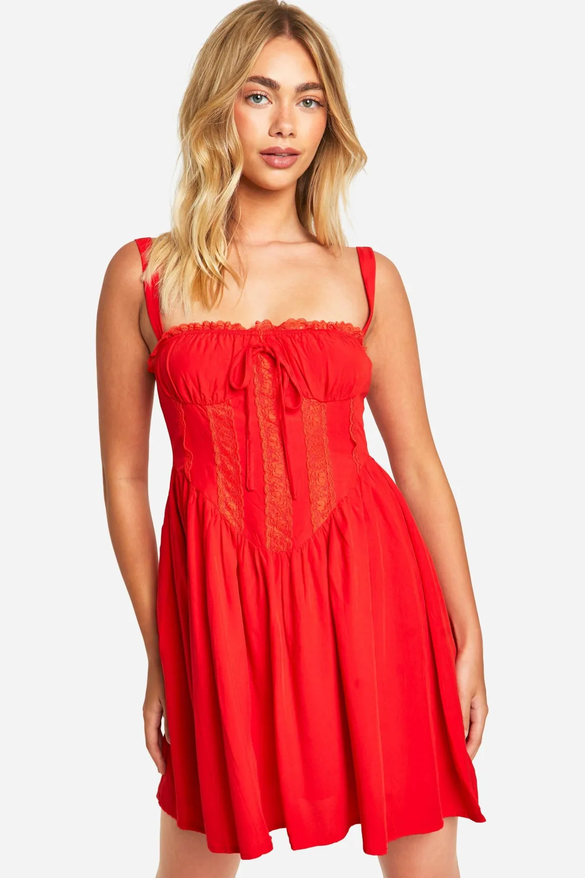 Robe smock à corset en dentelle