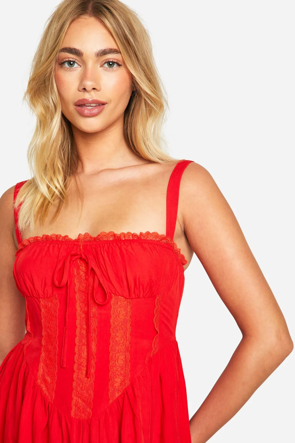 Robe smock à corset en dentelle