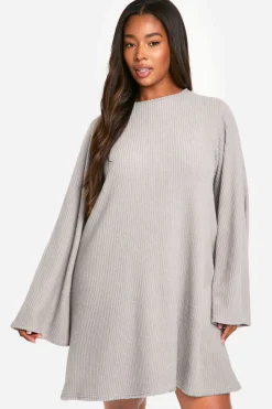 Robe smock à côtes souples et dos noué grande taille