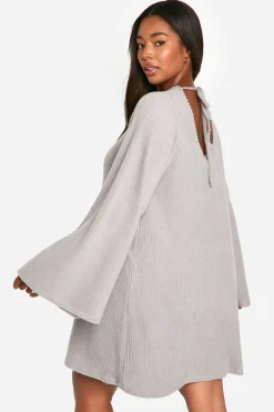 Robe smock à côtes souples et dos noué grande taille