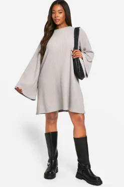 Robe smock à côtes souples et dos noué grande taille