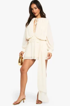 Robe smock drapée ruched en chiffon Petite
