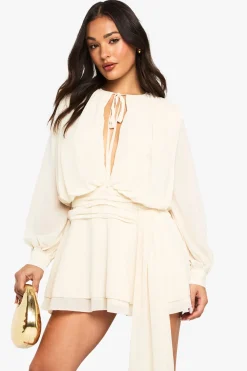 Robe smock drapée ruched en chiffon Petite