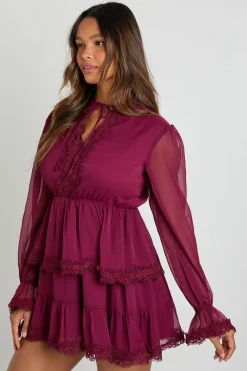 Robe smock à détails en dentelle chiffon