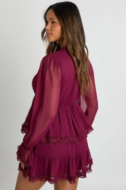 Robe smock à détails en dentelle chiffon