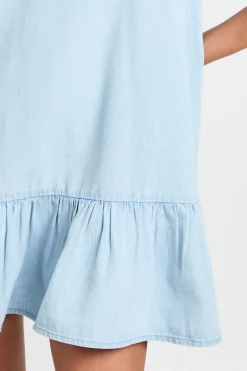 Robe Smockée Col Halter En Chambray