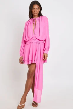 boohoo Robe Smockée Drapée Froncée En Mousseline Tall<Femme Robes À Manches Longues|Robes