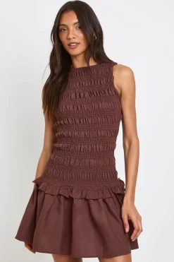 Robe Smockée Grande Taille À Fronces Et Col Nageur