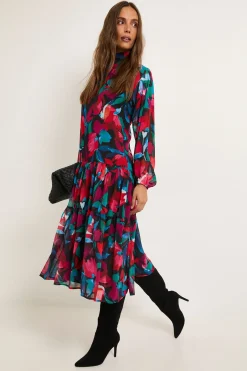 Robe Smockée À Imprimé Fleuri