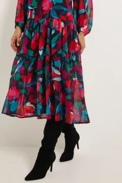 Robe Smockée À Imprimé Fleuri