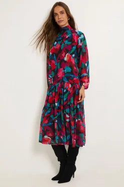 Robe Smockée À Imprimé Fleuri