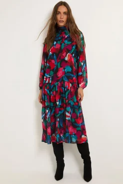 Robe Smockée À Imprimé Fleuri