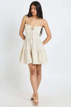 Robe Smockée Longue À Volants Texturée