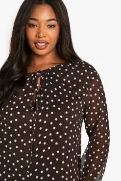 Robe smock en chiffon à pois pour tailles plus
