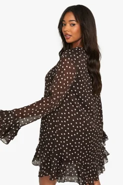 Robe smock en chiffon à pois pour tailles plus
