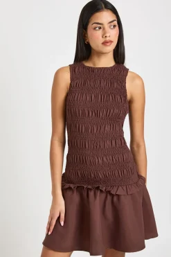 Robe smock à encolure racer froncée