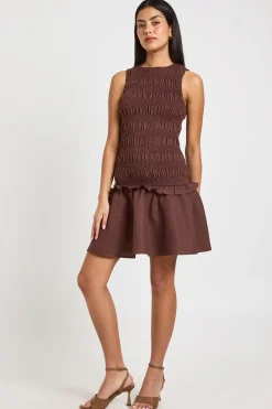Robe smock à encolure racer froncée