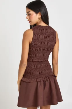 Robe smock à encolure racer froncée