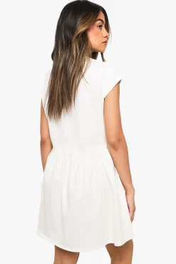 Robe smock en coton à ourlet incurvé