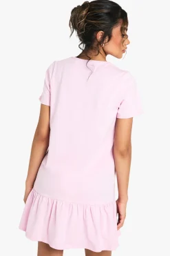 Robe smock en coton à volant et ourlet tombant