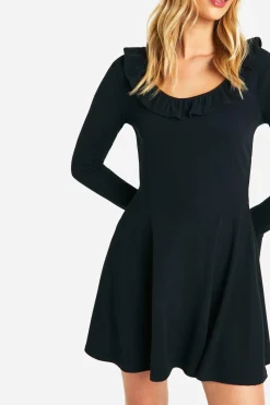 Robe Smock en jersey côtelé avec manches évasées