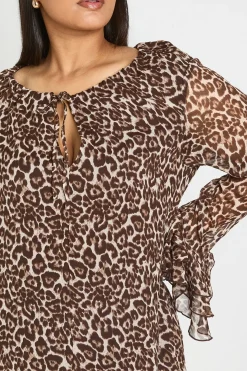 Robe Smock En Mousseline Imprimé Léopard À Pois Grande Taille