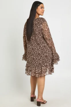 Robe Smock En Mousseline Imprimé Léopard À Pois Grande Taille