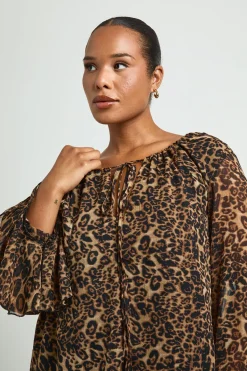 boohoo Robe Smock En Mousseline À Imprimé Grande Taille<Femme Robes Babydoll|Robes À Manches Longues