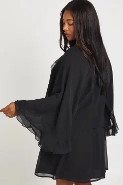 Robe Smock en Mousseline à Volants Grande Taille