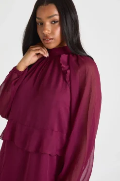 boohoo Robe Smock En Mousseline À Volants<Femme Robes Babydoll|Robes À Manches Longues