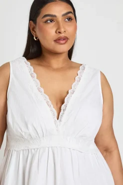 Robe Smockée À Volants Avec Inserts En Dentelle Grande Taille