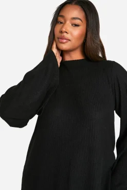 Robe Smock Grande Taille Côtelée Douce Avec Lien Dos