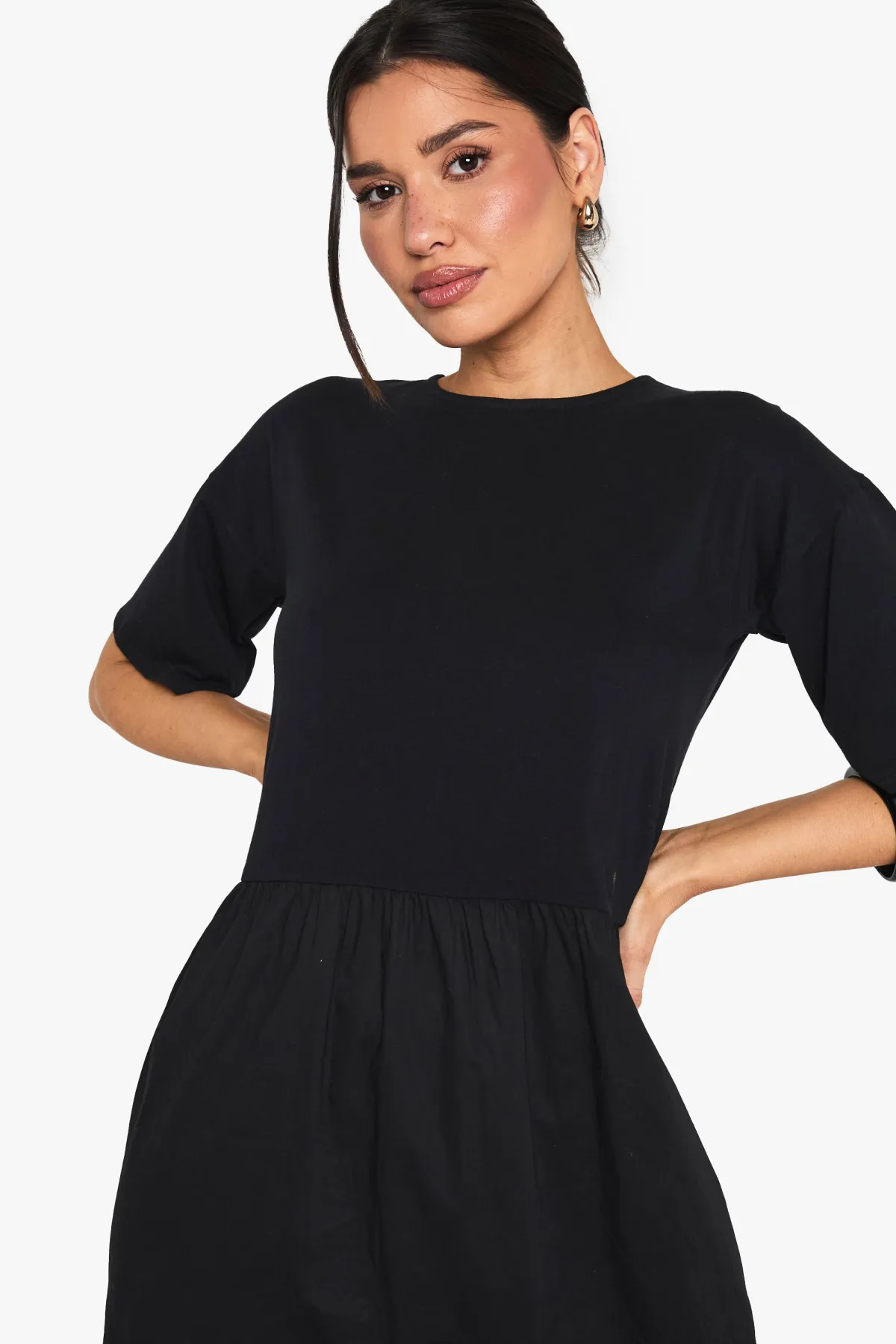 boohoo Robe Smock Grande Taille En Mélange De Jersey Coton<Femme Robes|Robes De Jour