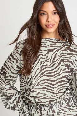 Robe smock imprimée zèbre à col échancré