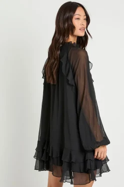 Robe Smock Longue En Mousseline À Volants