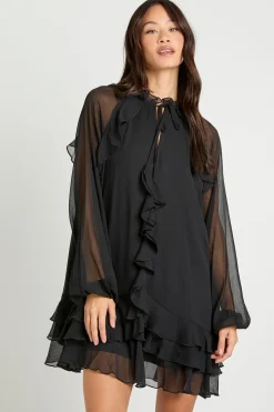 Robe Smock Longue En Mousseline À Volants