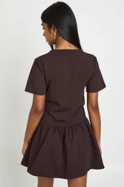 Robe Smock Manches Longues Avec Ceinture À Nouer