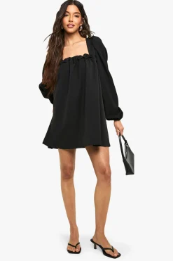 Robe smock à manches longues à manches ballon