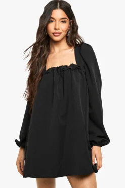 Robe smock à manches longues à manches ballon