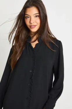 boohoo Robe smock martelée à volants<Femme Robes Courtes|Robes À Manches Longues