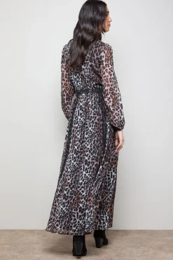 Robe Smock Mi-Longue à Manches Bouffantes et Finitions Dentelle Imprimée