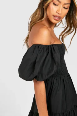 boohoo Robe smock mi-long à volées froncées<Femme Toutes Les Robes|Robes