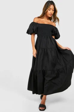 boohoo Robe smock mi-long à volées froncées<Femme Toutes Les Robes|Robes