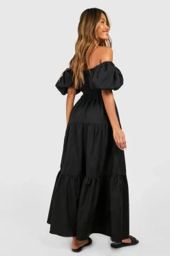 boohoo Robe smock mi-long à volées froncées<Femme Toutes Les Robes|Robes
